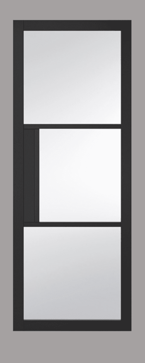 Seattle 3 Lite Clear Glazed Black Primed Door