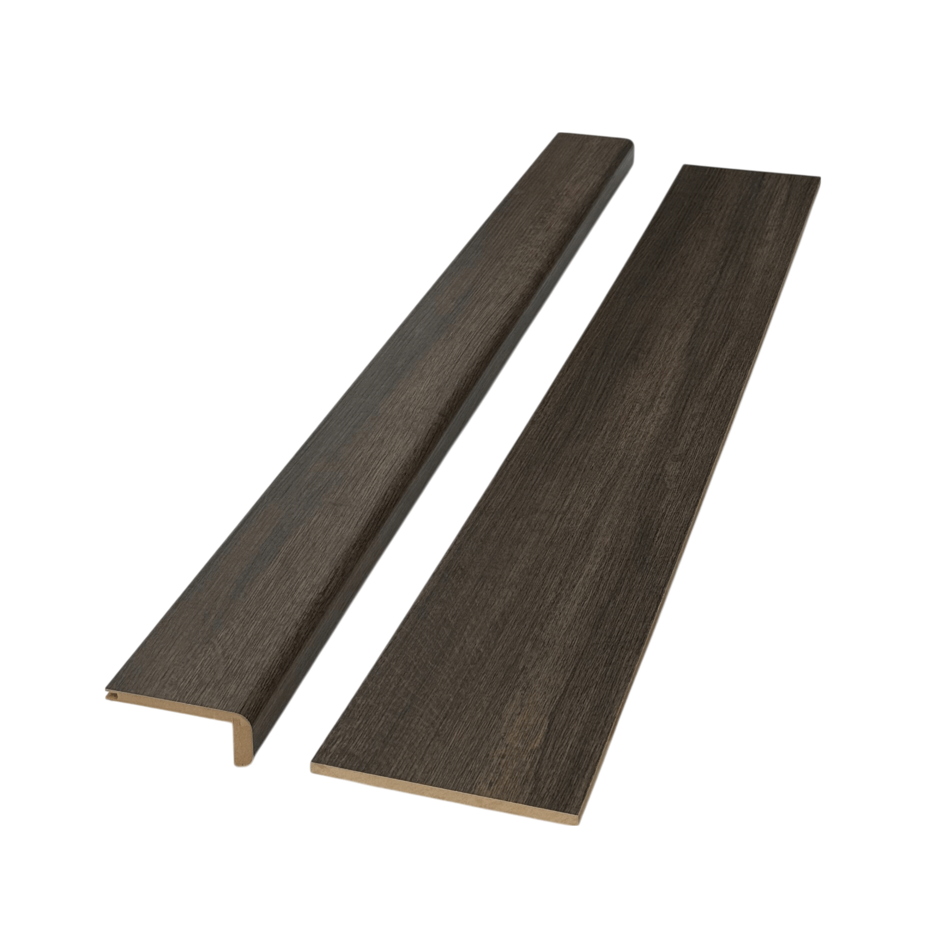 Milani Dark Oak Wood Grain Top Step Transition Stair Nose & Riser