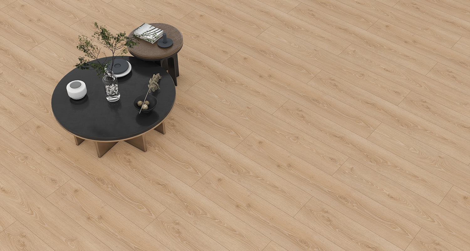black round table and a stool on rialto oak 8mm floor